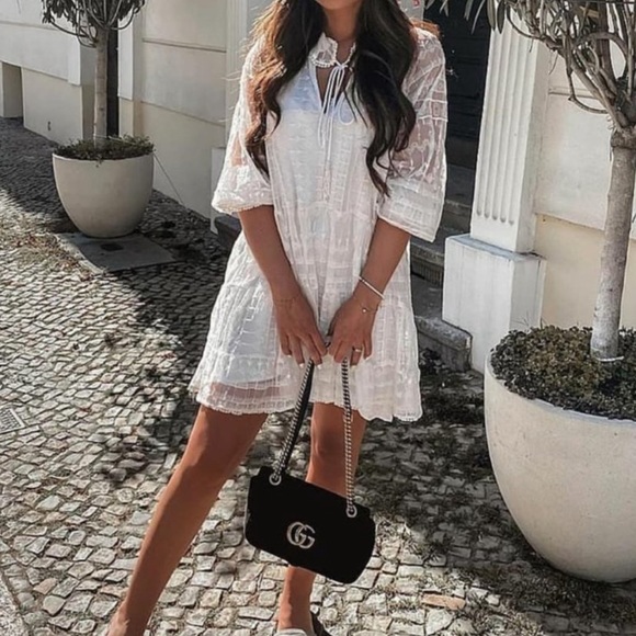 NWT‎ ZARA EMBROIDERED OYSTER WHITE DRESS - Picture 5 of 5